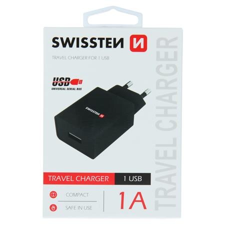 Swissten síťový adaptér smart IC 1X USB 1A power