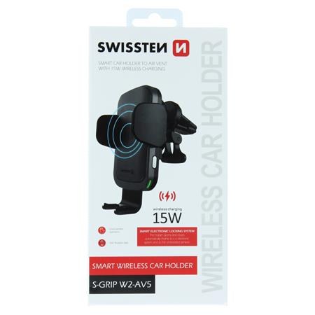 Swissten smart držák do ventilace auta s bezdrátovým nabíjením 15W s-grip w2-AV5; 65010606