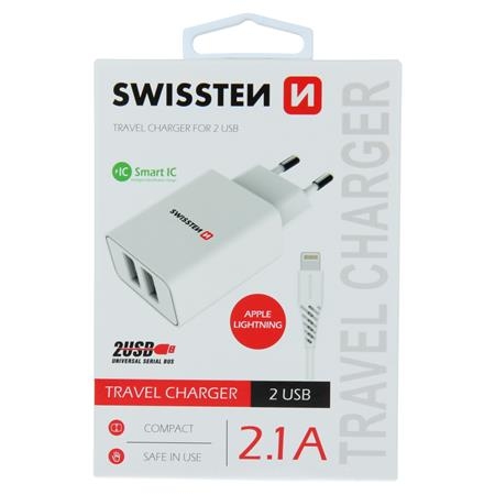 Swissten síťový adaptér smart IC 2X USB 2