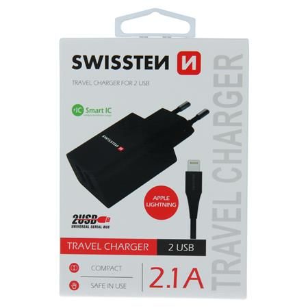 Swissten síťový adaptér smart IC 2X USB 2