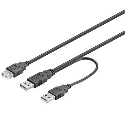 PremiumCord USB 2.0 napájecí Y kabel A/M + A/M -- A/F 0.4m + 0.5m; ku2y01
