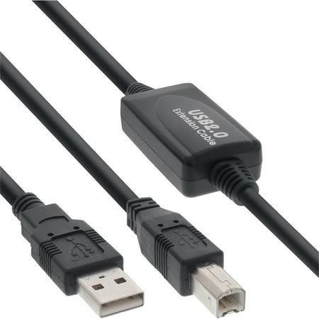 PremiumCord USB 2.0 repeater a propojovací kabel A/M-B/M 20m; ku2rep20ab