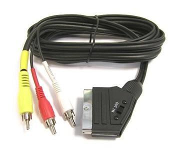 PremiumCord Kabel SCART - 3xCINCH M/M 1.5m in/out přepínač; kjssc-2