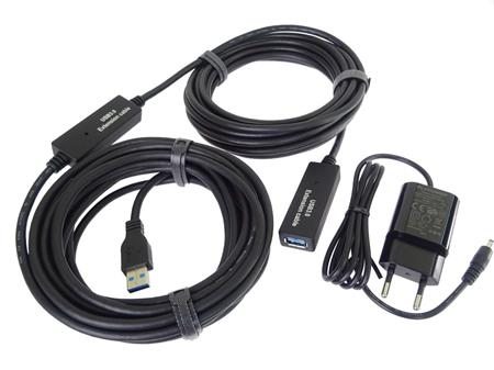 PremiumCord USB 3.0 repeater a prodlužovací kabel A/M-A/F 10m; ku3rep10