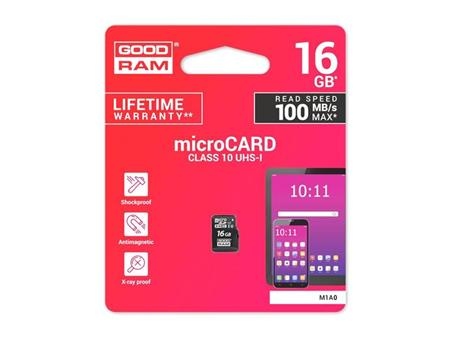 GoodRam memory card Micro SDHC 16GB Class 10 UHS-I; 08880245