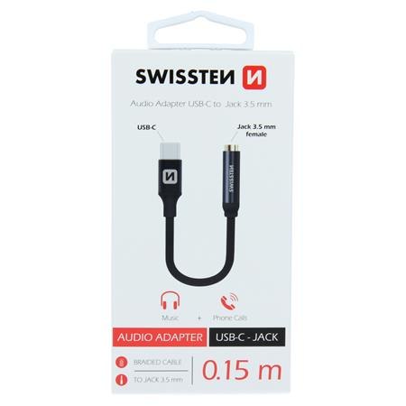 Swissten Audio adaptér textile USB-C/Jack (samice) 0