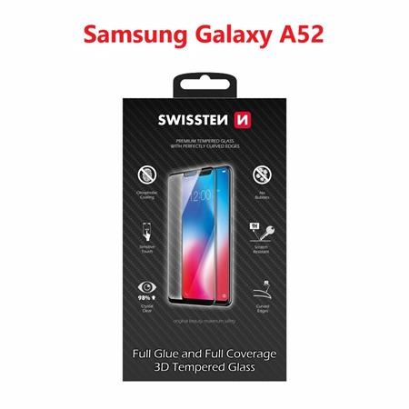 Swissten sklo ultra durable 3D full glue glass Samsung A525F Galaxy A52 černé; 64701880