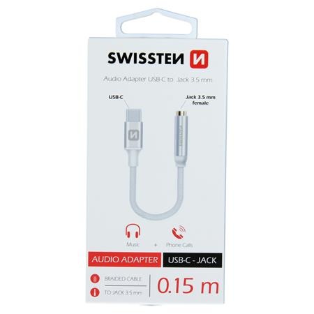 Swissten Audio adaptér textile USB-C/Jack (samice) 0