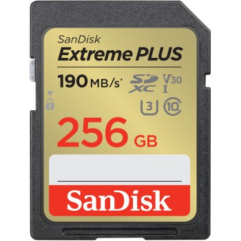 SanDisk Extreme PLUS 256 GB SDXC Memory Card 190 MB/s and 130 MB/s