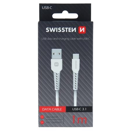 Swissten datový kabel USB / USB-C 1m bílý; 71505531