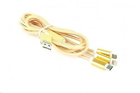 Kabel CABLEXPERT USB A Male/Micro B + Type-C + Lightning