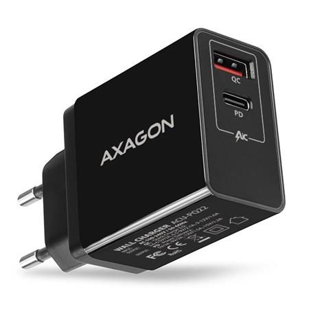 Axagon ACU-PQ22 QC3.0 + USB-C PD WALL CHARGER; ACU-PQ22