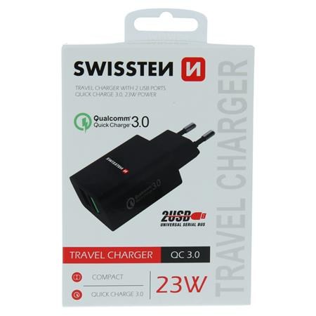 Swissten síťový adaptér 2x USB qc 3.0 + USB