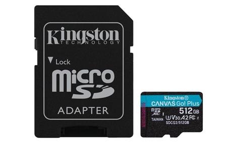 Kingston Canvas GO! Plus microSD 512 GB + SD adaptér; SDCG3/512GB