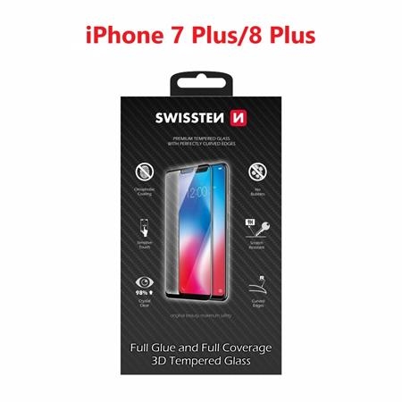 Swissten sklo ultra durable 3D full glue glass Apple Iphone 7 plus/8 plus černé; 64701702