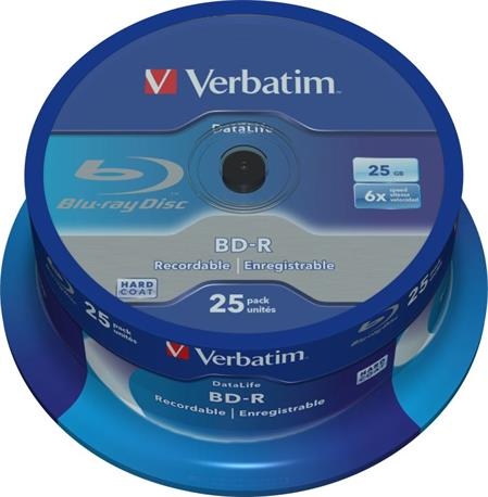 Verbatim Datalife Blu-ray BD-R SL 25GB 6x 25-cake NON-ID; 43837