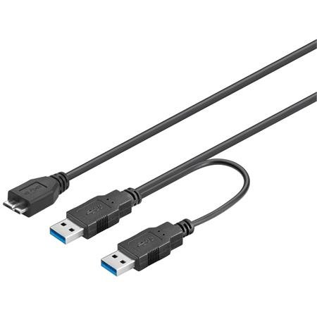 PremiumCord USB 3.0 napájecí Y kabel A/Male + A/Male -- Micro B/Mmale; ku3y01