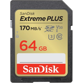 SanDisk Extreme PLUS 64 GB SDXC Memory Card 170 MB/s and 80 MB/s