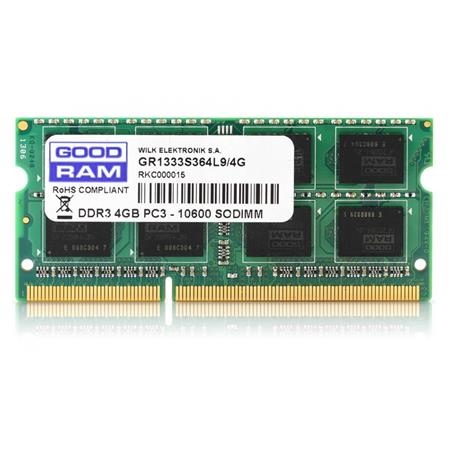 GoodRam DDR3 4GB 1600MHz CL11 SODIMM 1.5V 512x8; GR1600S364L11S/4G