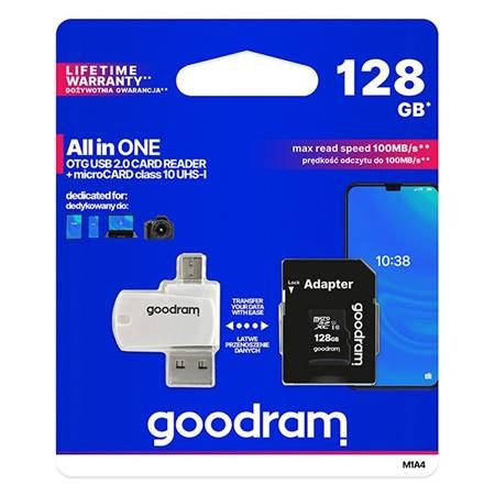 GoodRam microSDXC karta 128GB M1A4 All-in-one (R:100/W:10 MB/s)