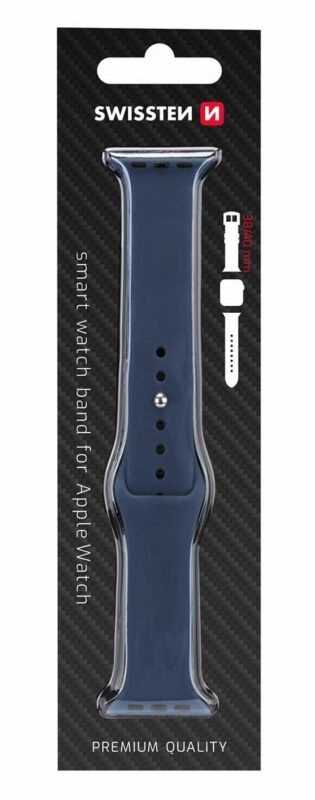 Swissten řemínek pro Apple Watch silikonový 38-40 mm modrý; 46000103
