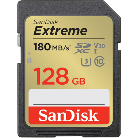 SanDisk Extreme 128GB SDXC Memory Card 180 MB/s and 90 MB/s