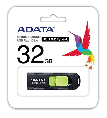 ADATA 32GB UC300 USB 3.2 černá zelená; ACHO-UC300-32G-RBK/GN