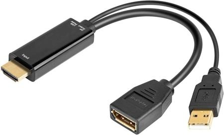 PremiumCord adaptér HDMI to DisplayPort Male/Female s napájením z USB; kportad09
