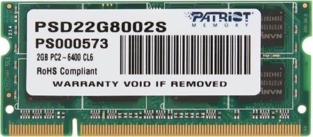 Patriot Signature Line 2GB DDR2 800 SO-DIMM; PSD22G8002S