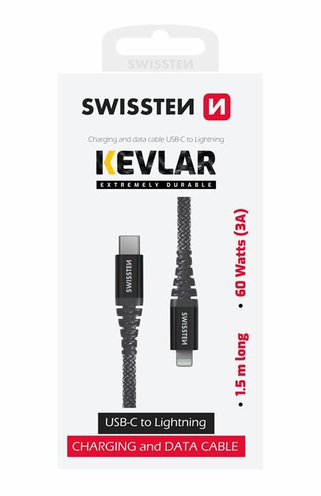 Swissten datový kabel kevlar USB-C / Lightning 1
