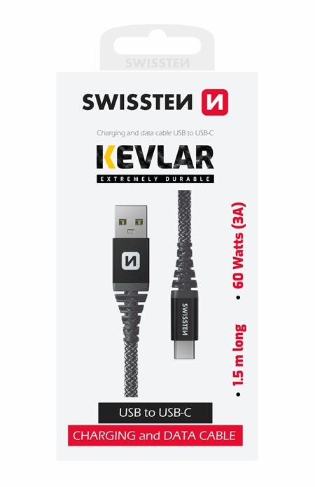 Swissten datový kabel kevlar USB / USB-C 1