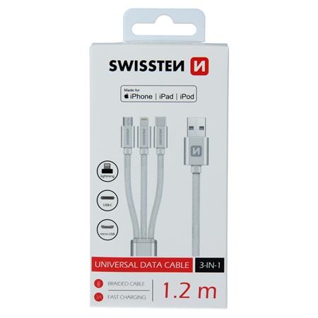 Swissten datový kabel textile 3In1 Mfi 1