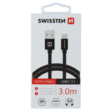 Swissten datový kabel textile USB / USB-C 3