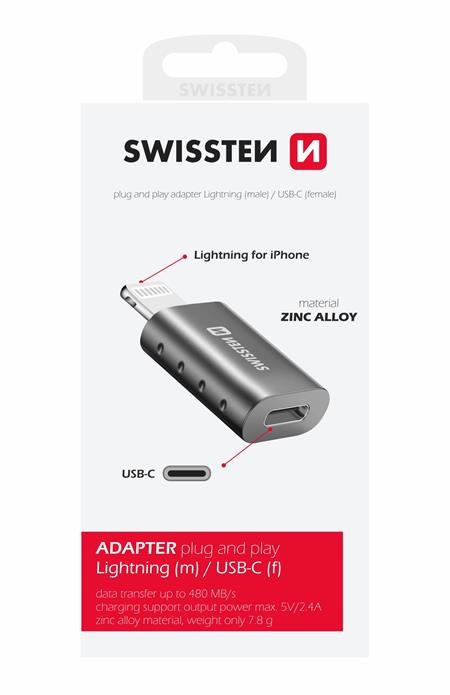 Swissten adapter lightning(m)/USB-C(f); 55500400