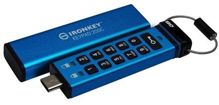 Kingston Ironkey Keypad 200C 256GB 280MBps USB 3.0 USB-C Modrá; IKKP200C/256GB