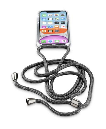 Cellularline Transparentní zadní kryt Neck-Case s černou šňůrkou na krk pro Apple iPhone 11; NECKCASEIPHXR2K