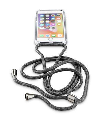 Cellularline Transparentní zadní kryt Neck-Case s černou šňůrkou na krk pro Apple iPhone 7/8/SE (2020/2022); NECKCASEIPH747K