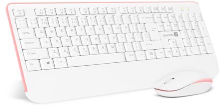 CONNECT IT Combo bezdrátová bílo-růžová klávesnice + myš